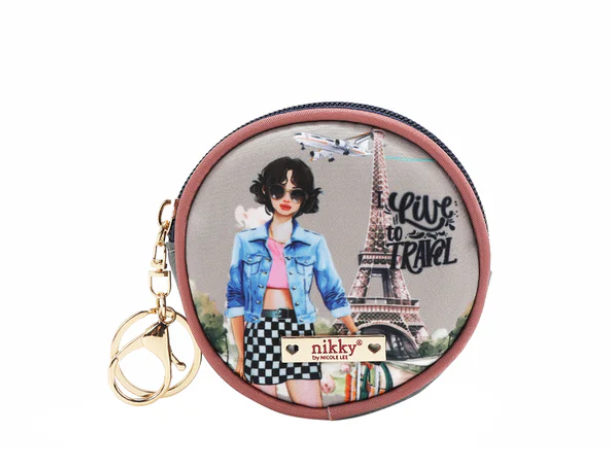 Round Coinpurse Keychain I live to Travel