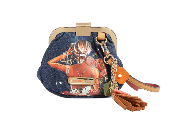 Denim Mini Coin Purse Wristlet Blind Date