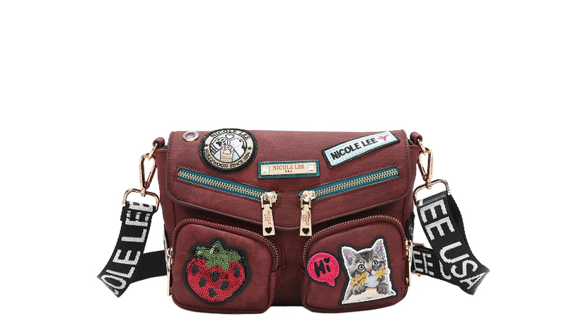 Multi Patch Flap Crossbody Red