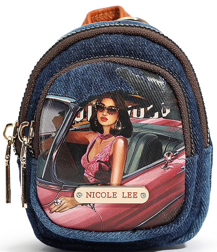 Denim Mini Coin Purse Keychain Hollywood Drive