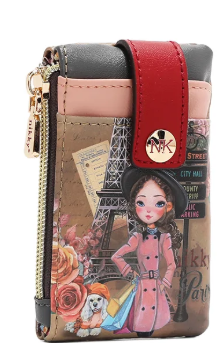 Mini Zip & Snap Button Card Holder Emily Goes to Paris