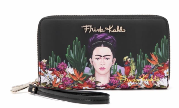 Frida Kahlo Flower Wristlet Wallet Black