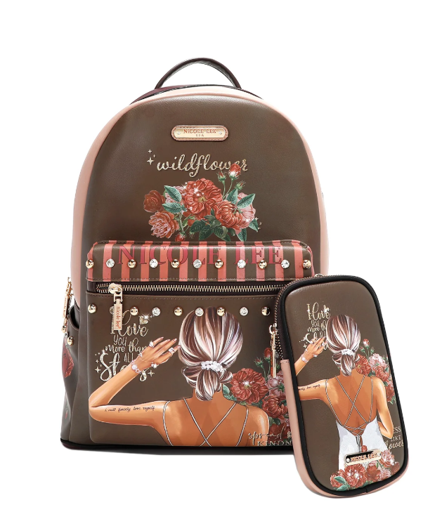 Large USB Fashion Backpack with Charging Port and Pouch Blind Date