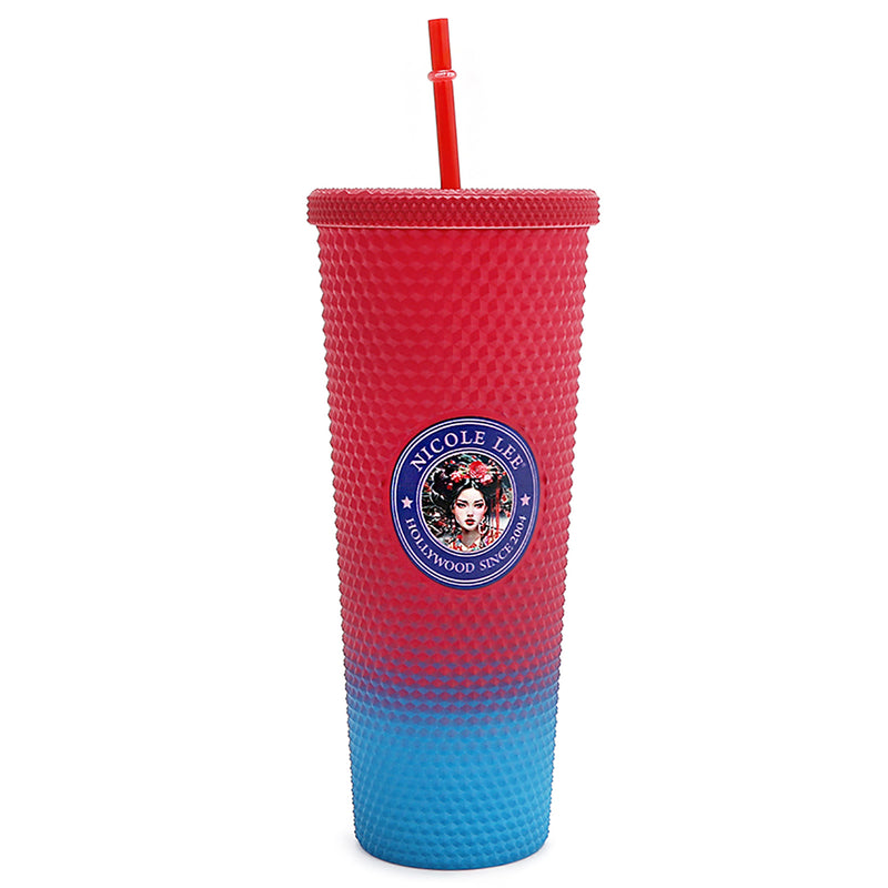24 OZ STUDDED TUMBLER WITH STRAW